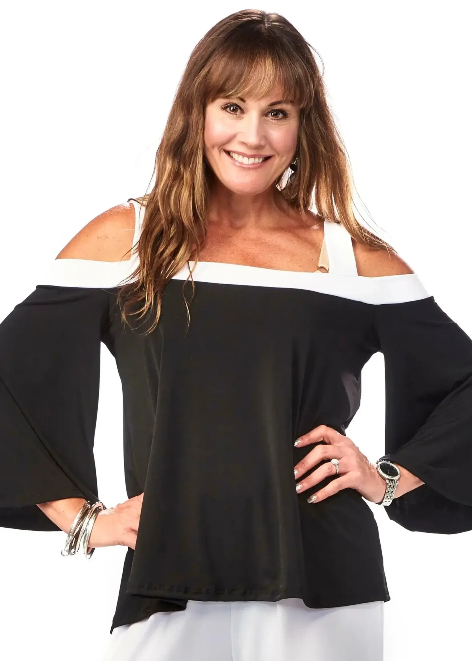 RAPZ Flounce Cold Shoulder Top