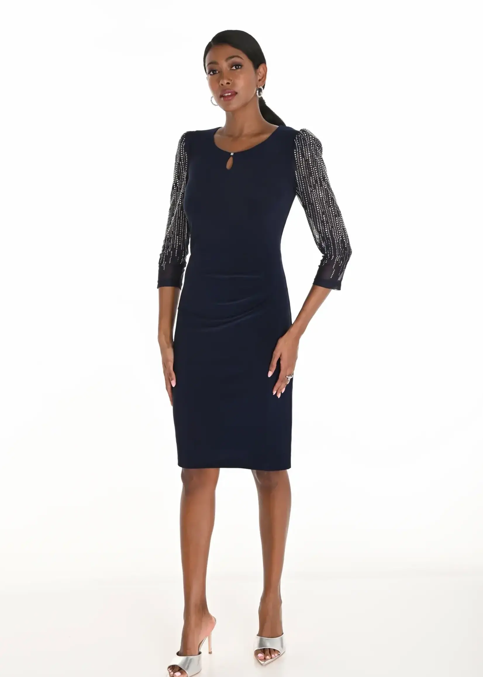 Frank Lyman Jewel Embellished Knee- Length Dress