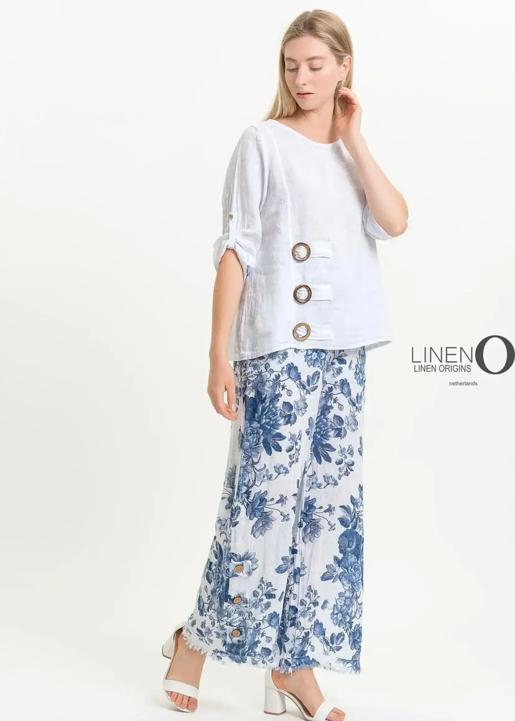 Linen Luv French Linen 3 Button Detail Top