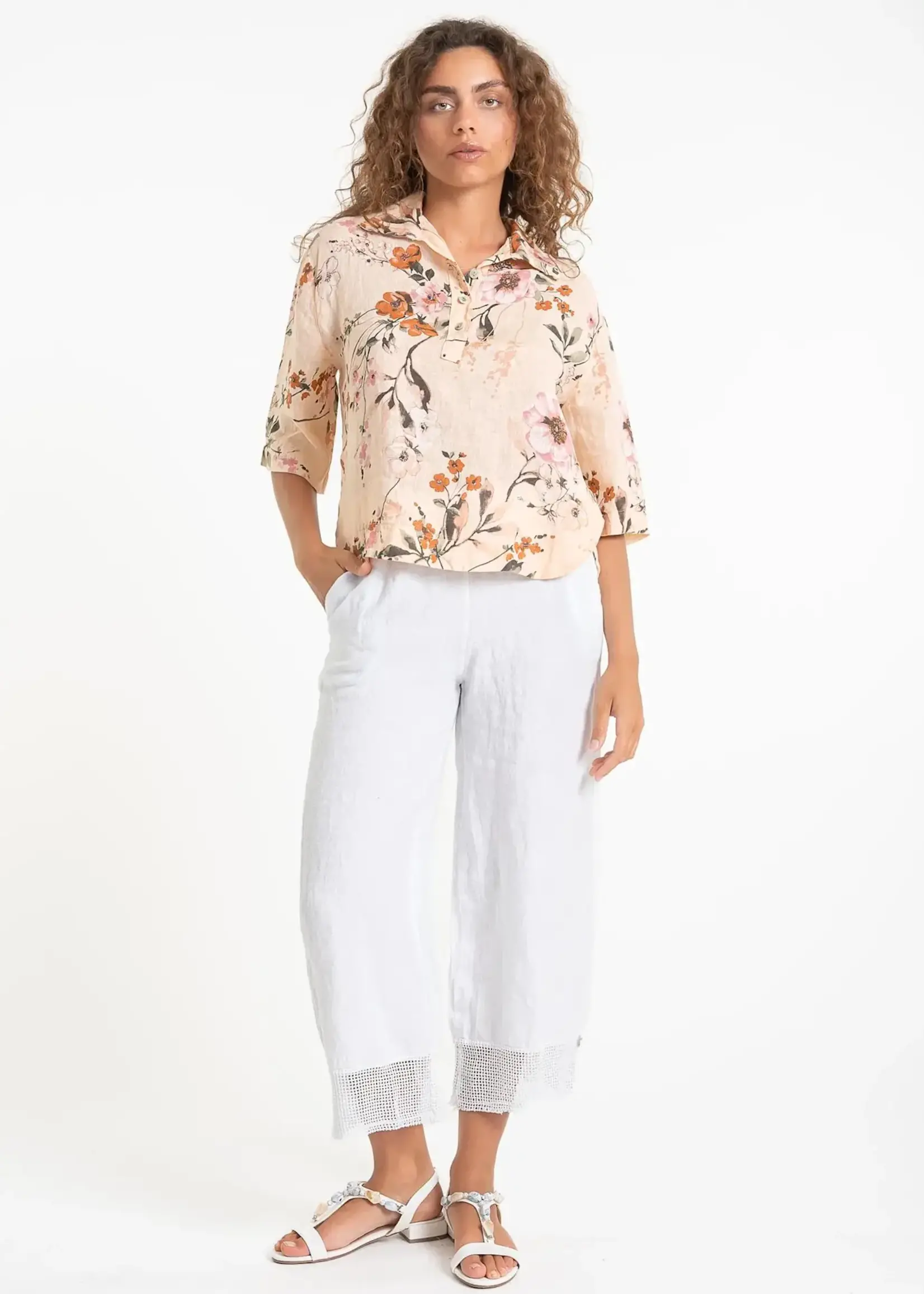Linen Luv French Linen Mesh Hem Pant