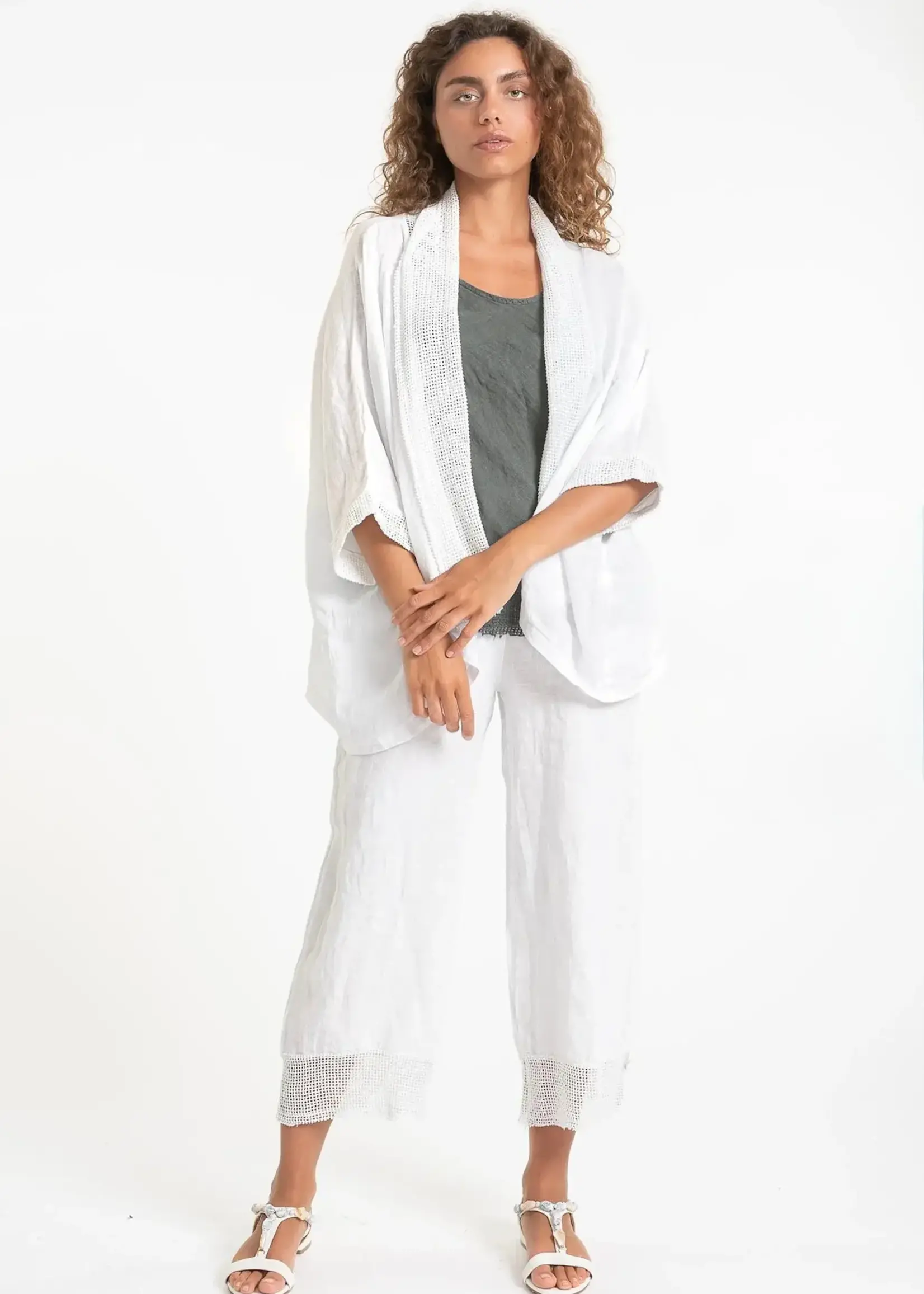 Linen Luv Raw Edge Mesh Cardi