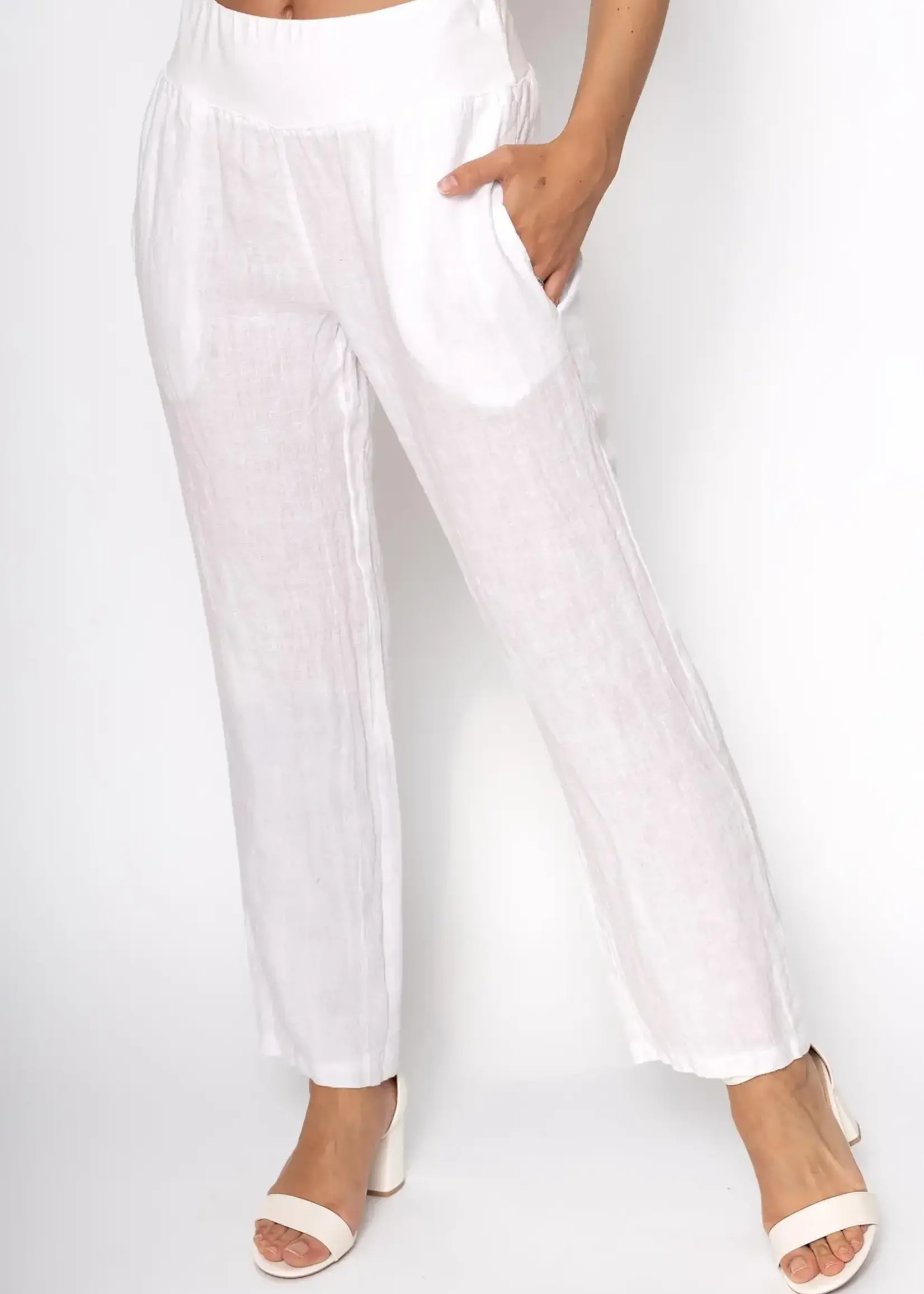 Linen Luv Wide Band French Linen Pant