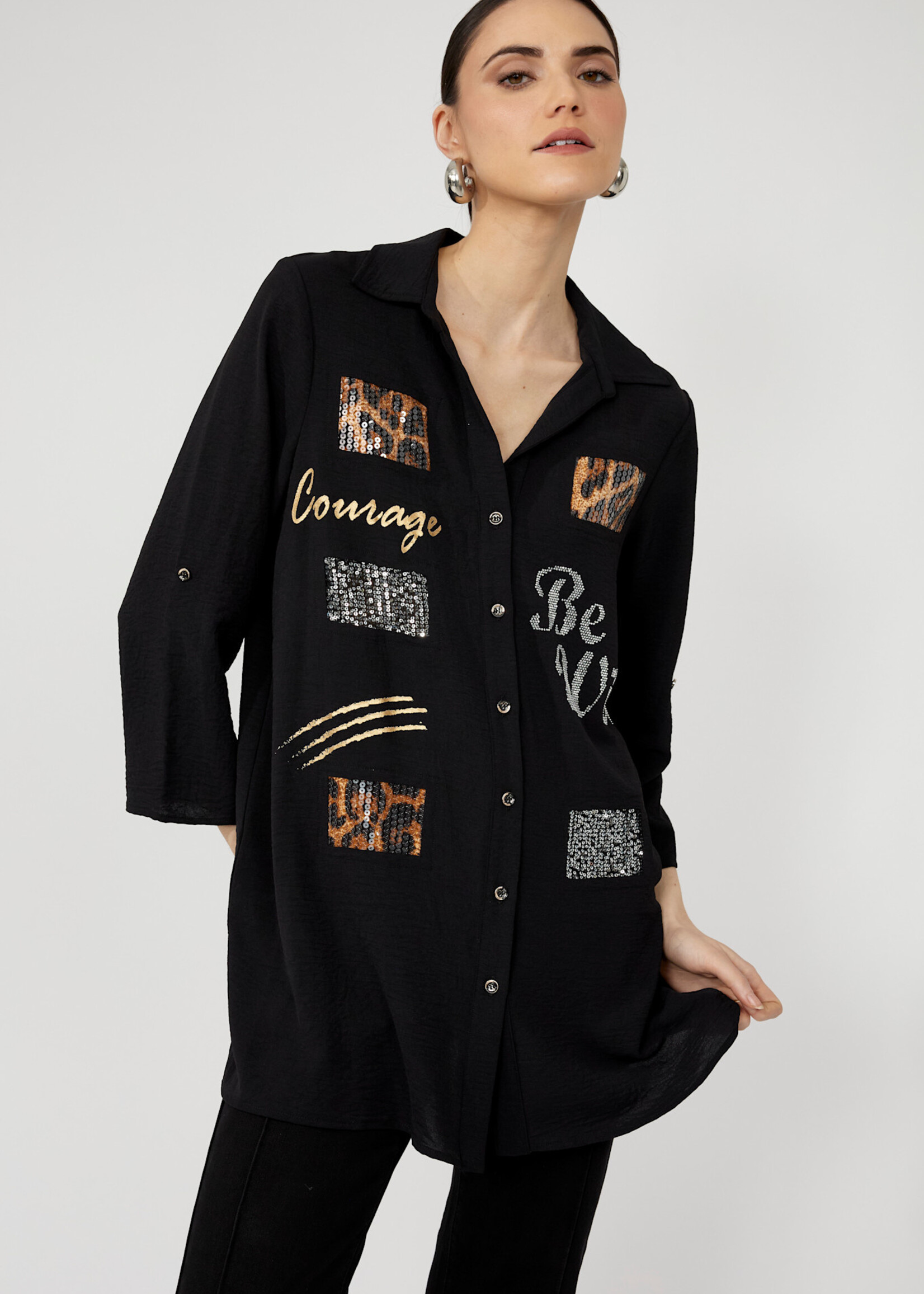 Frank Lyman Embellished Button Blouse