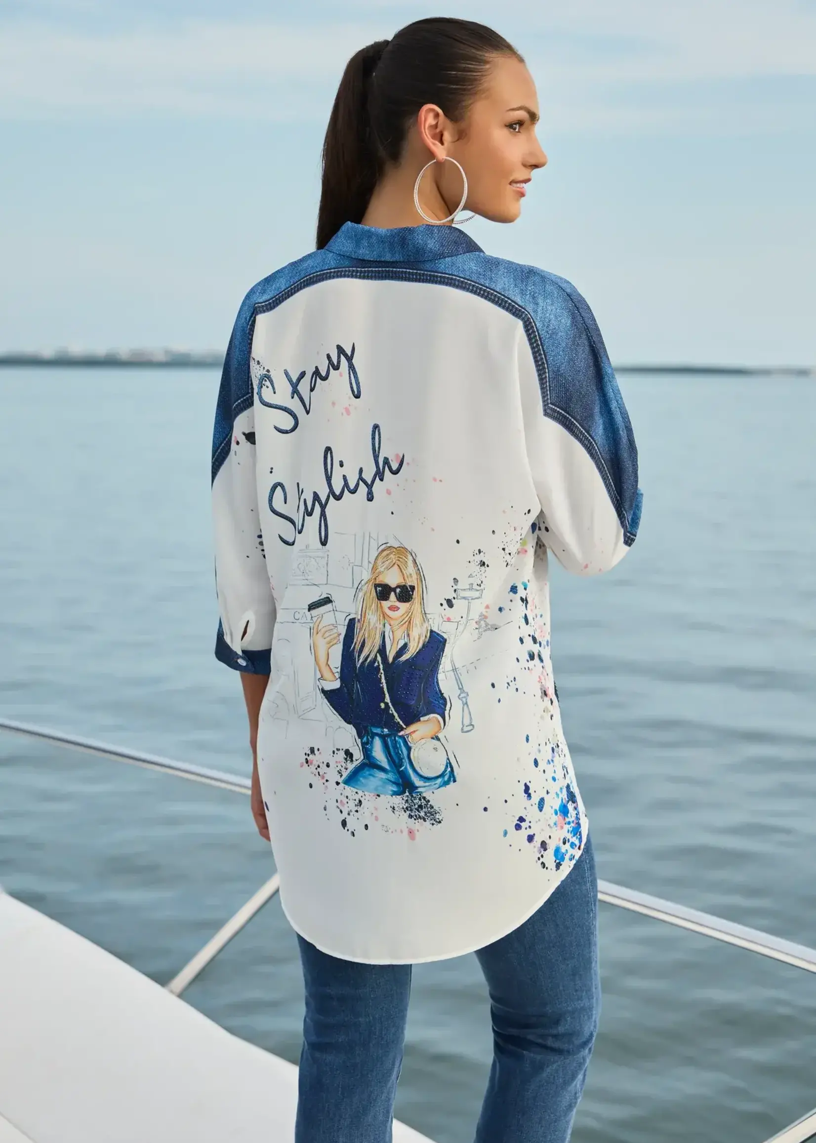 Frank Lyman Graphic Button Blouse