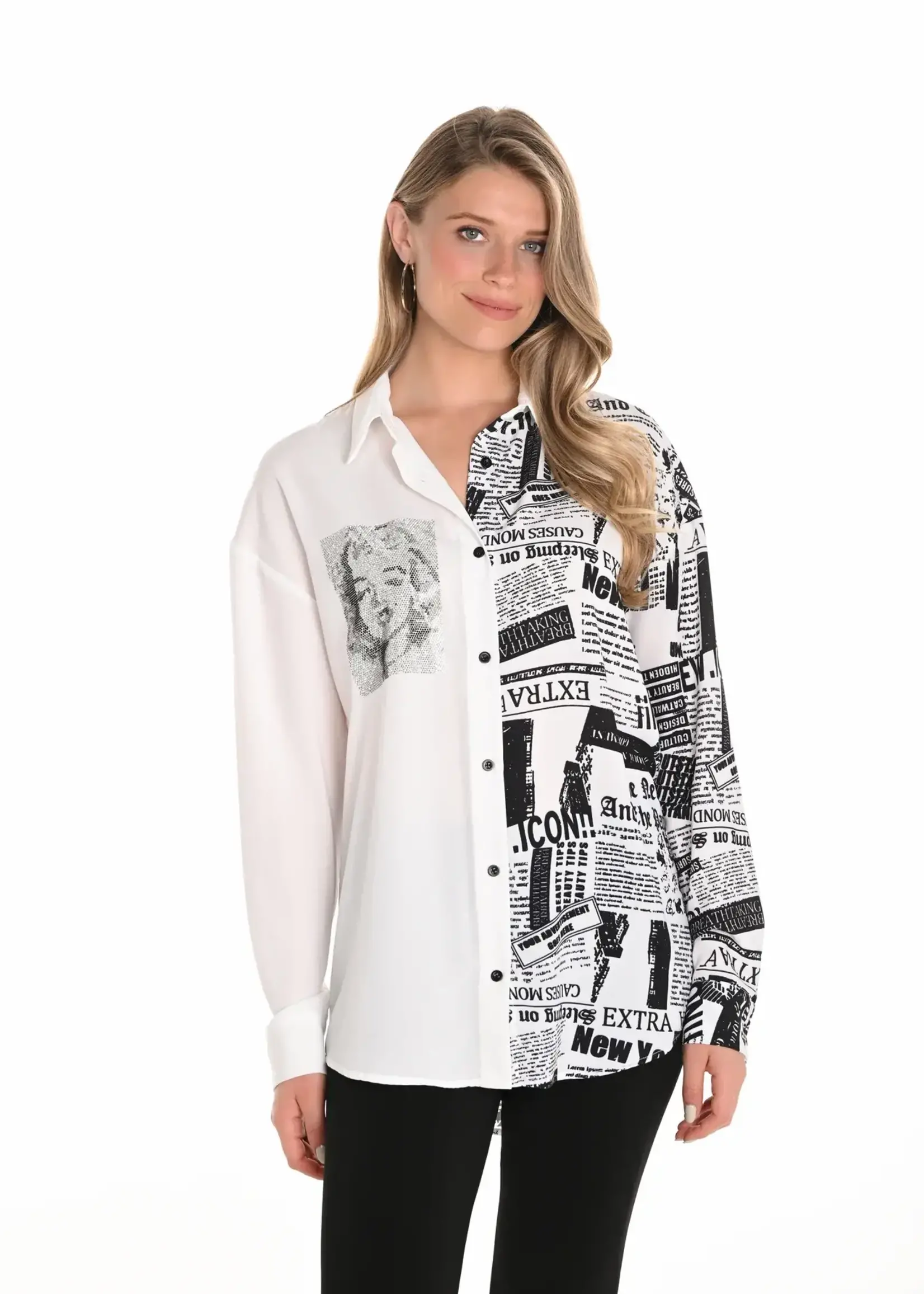 Frank Lyman Graphic Button Blouse