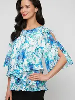 Alex evening Chiffon Asymmetric Tulip Hem Top