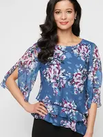 Alex evening Printed Chiffon Burnout Top