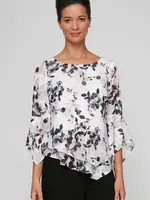 Alex evening Bell sleeve chiffon print top