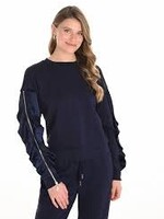 Frank Lyman Ruffle Zip Sleeve Sweater