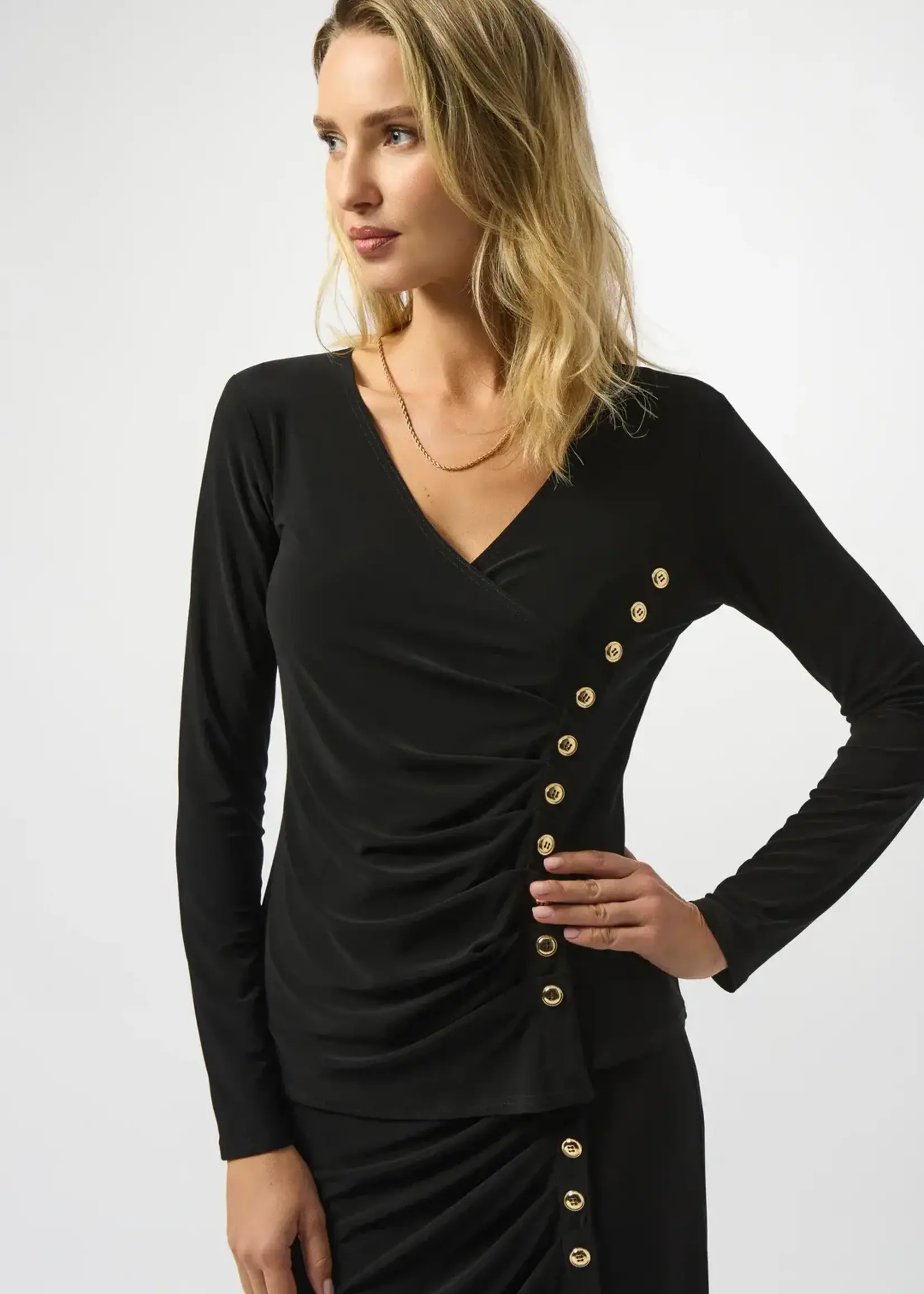 Joseph Ribkoff Gold Button Wrap Style