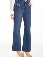 Frank Lyman High-Waist Flare w/ Jewelled Pocket Detail