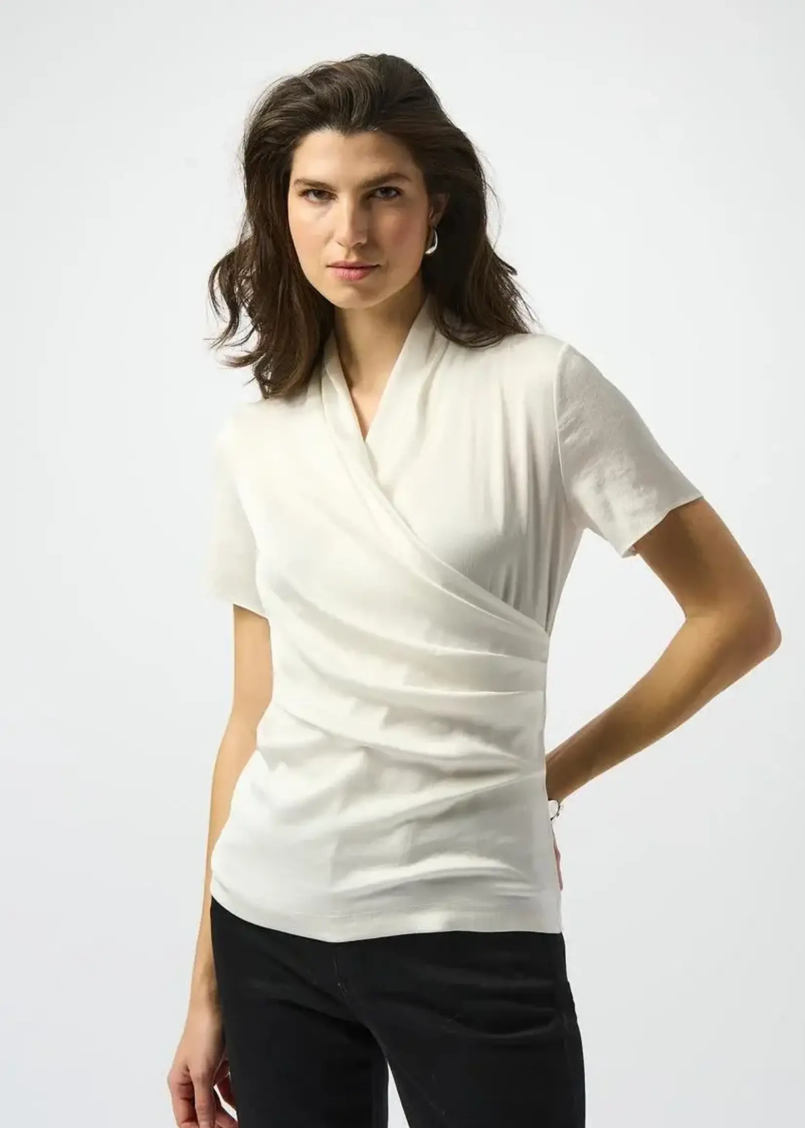 Joseph Ribkoff Satin Wrap Pleated Top