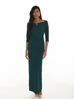 Frank Lyman Elegant Off The Shoulder Ruched Gown