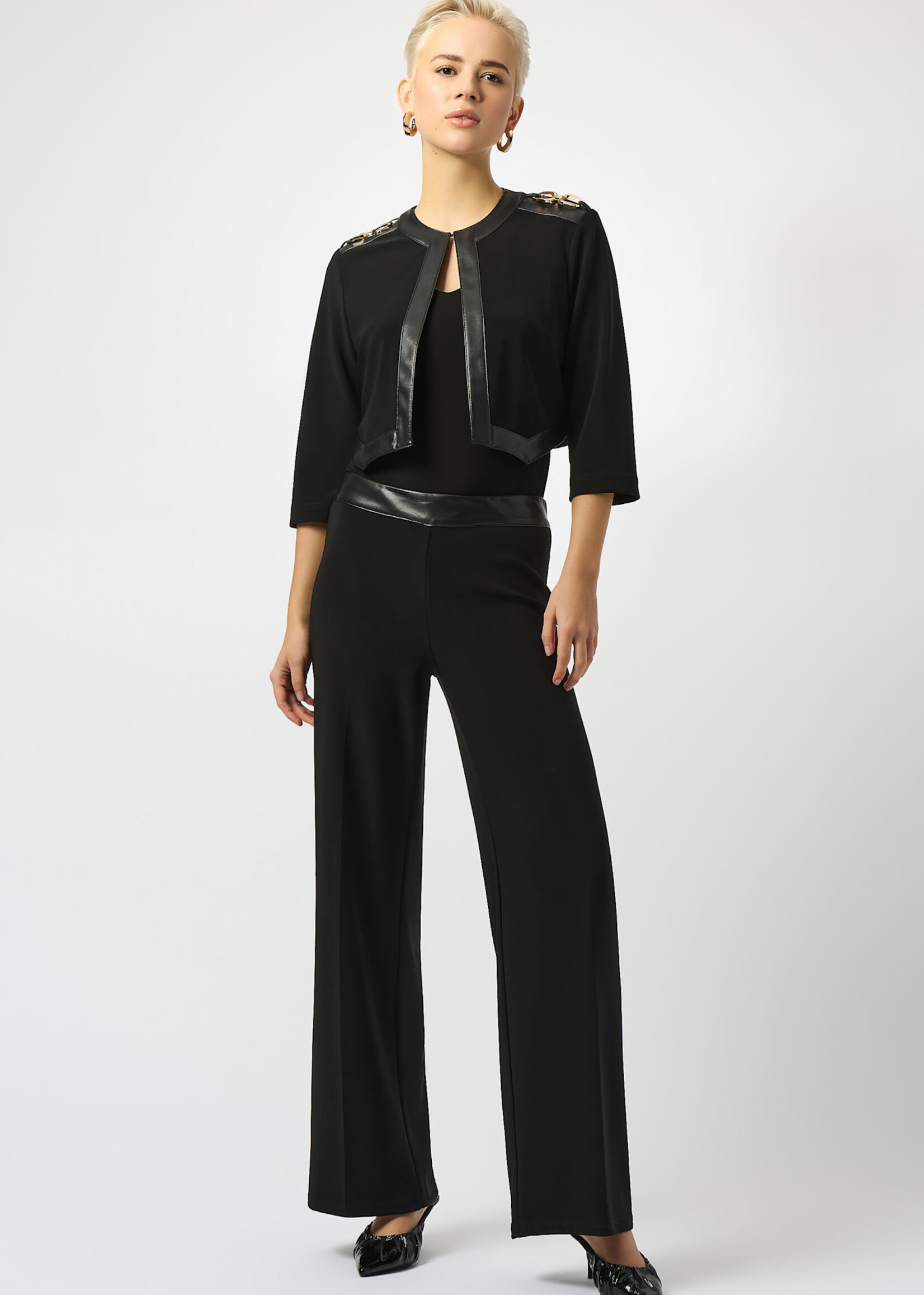 Joseph Ribkoff Leatherette Crop Jacket w/ Pant