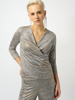 Joseph Ribkoff Glitter Foil V-neck Top