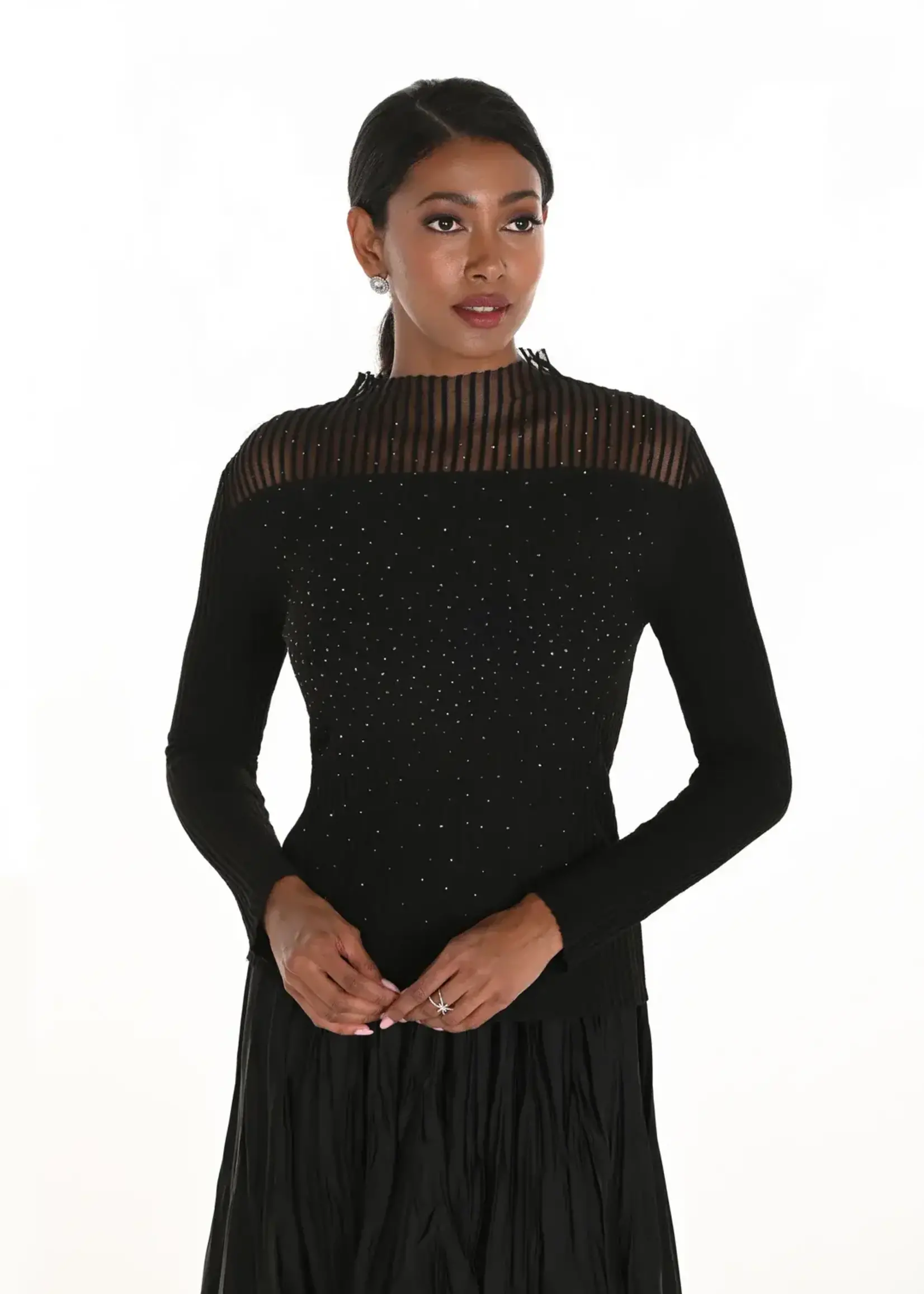 Frank Lyman Ribbed Rhinestone Top