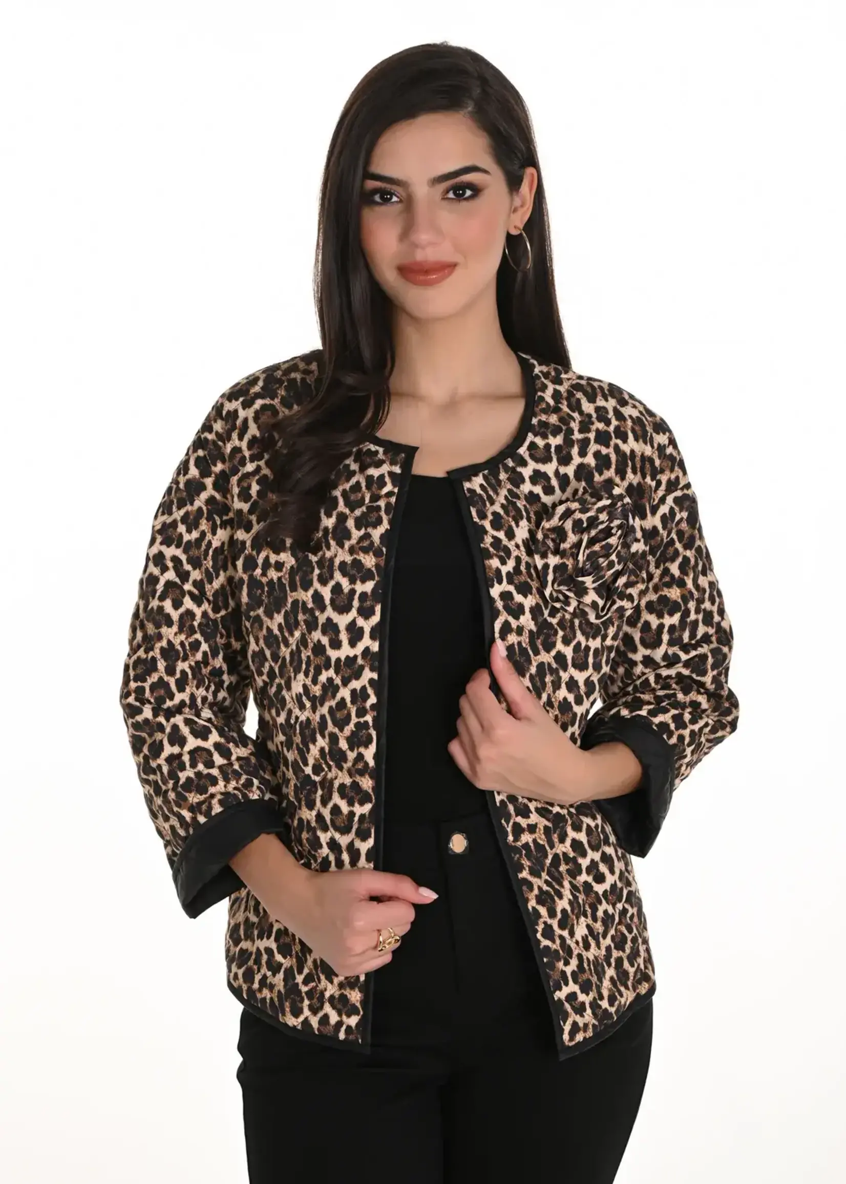 Frank Lyman Reversible Animal Print Open Front