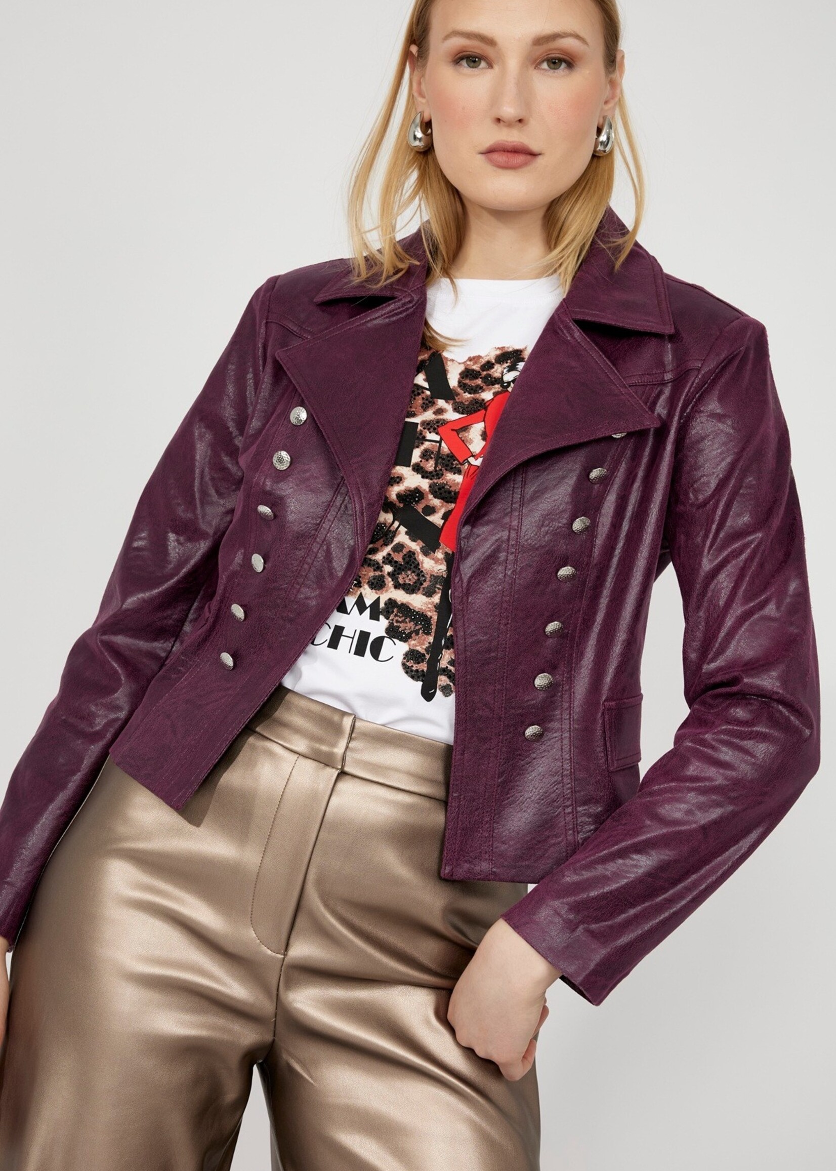 Frank Lyman Button Detail Moto Jacket
