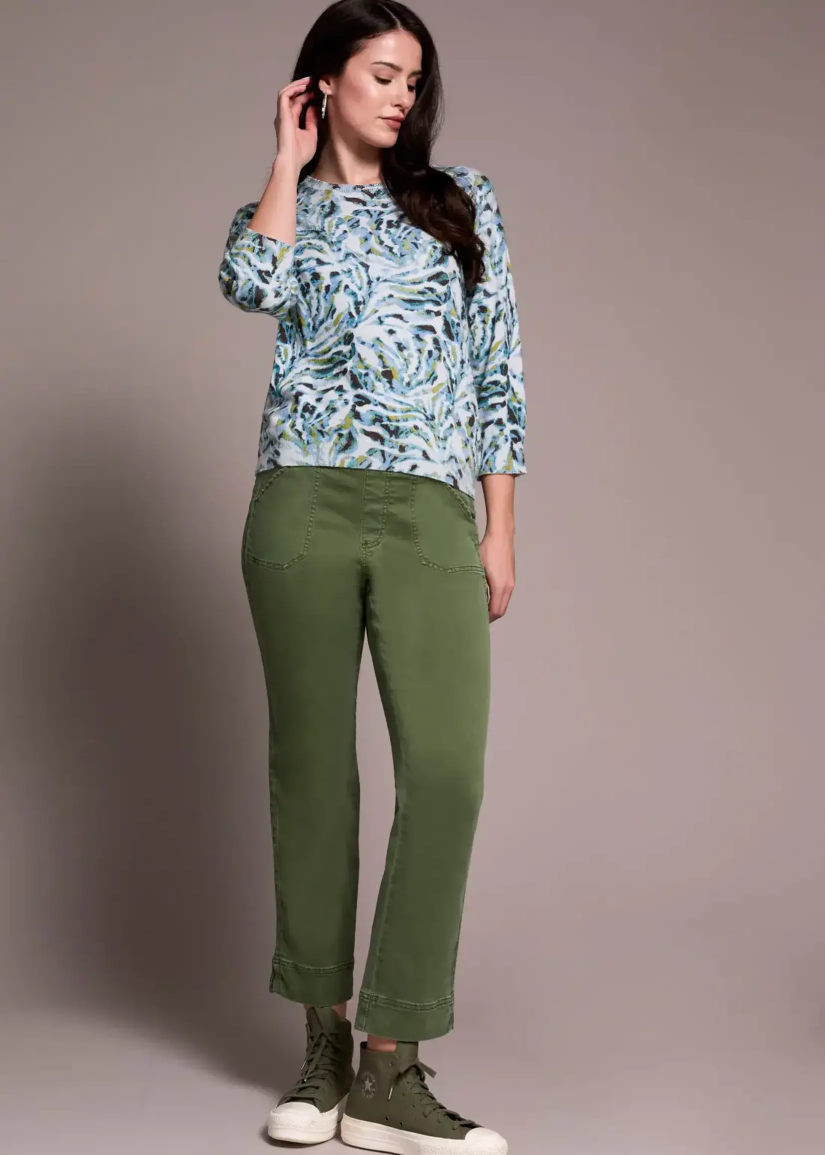 Tribal Crew Neck Print 3/4 Sleeve Top
