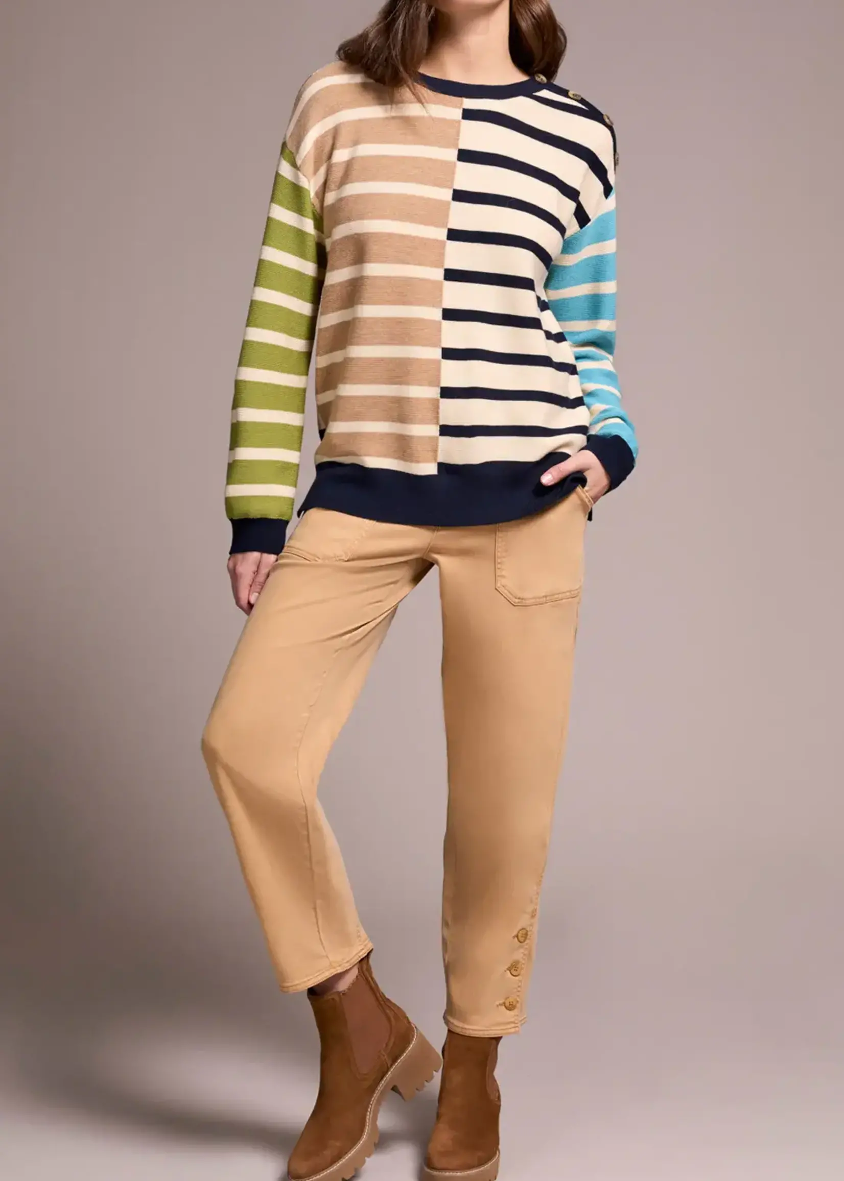 Tribal Multi Stripe Crewneck Sweater