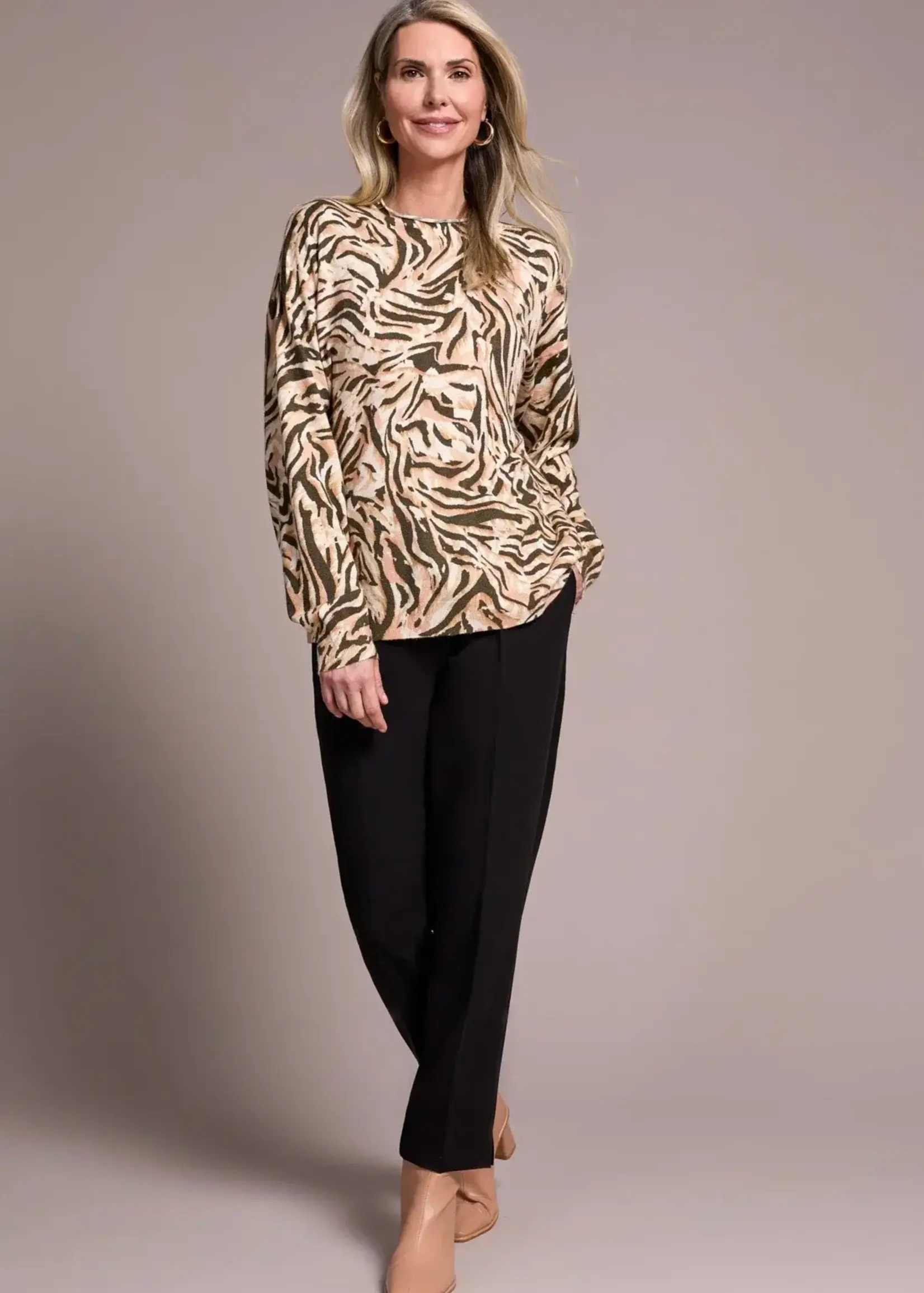 Tribal Printed Funnel Neck Sweater