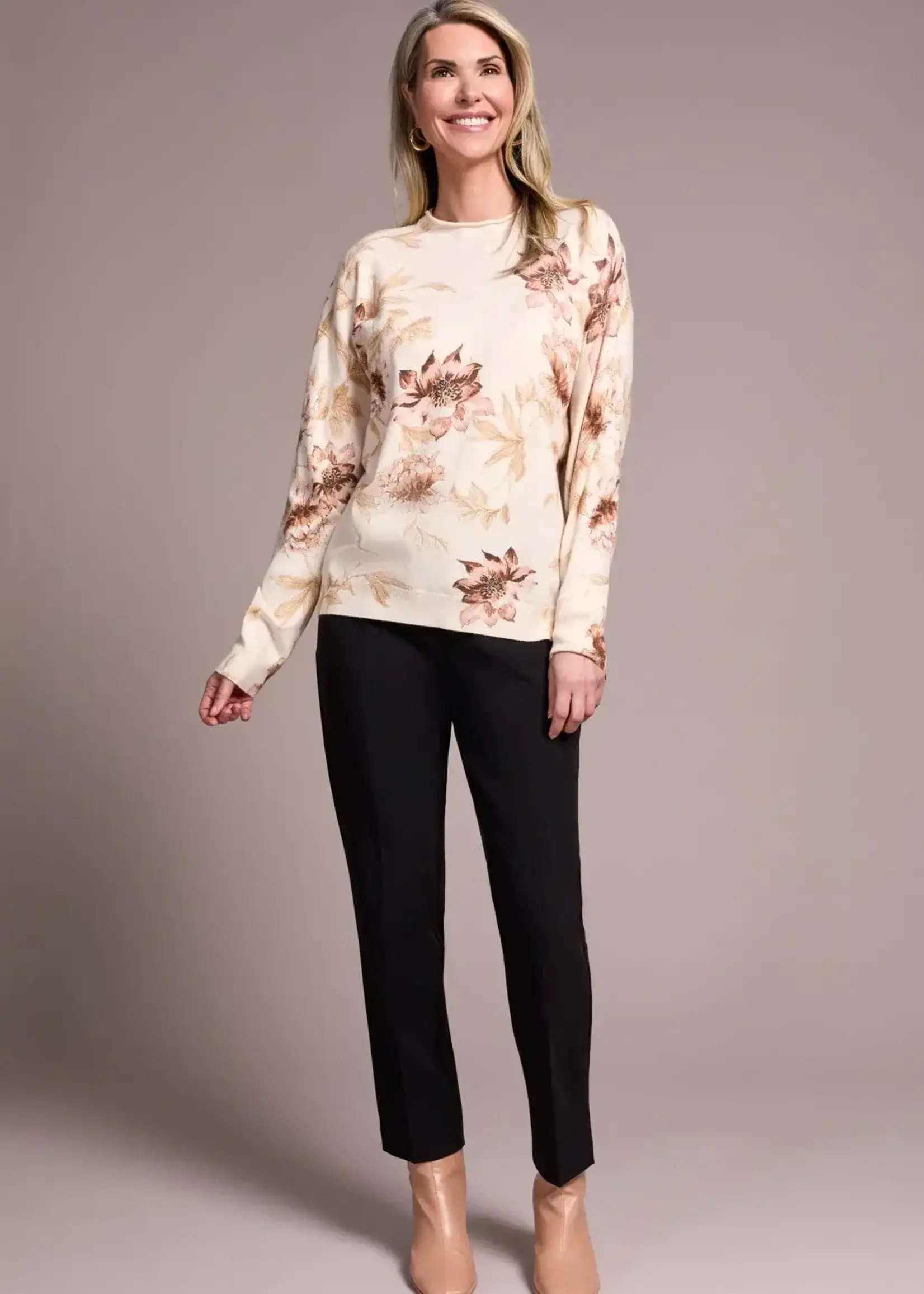 Tribal Printed Funnel Neck Sweater