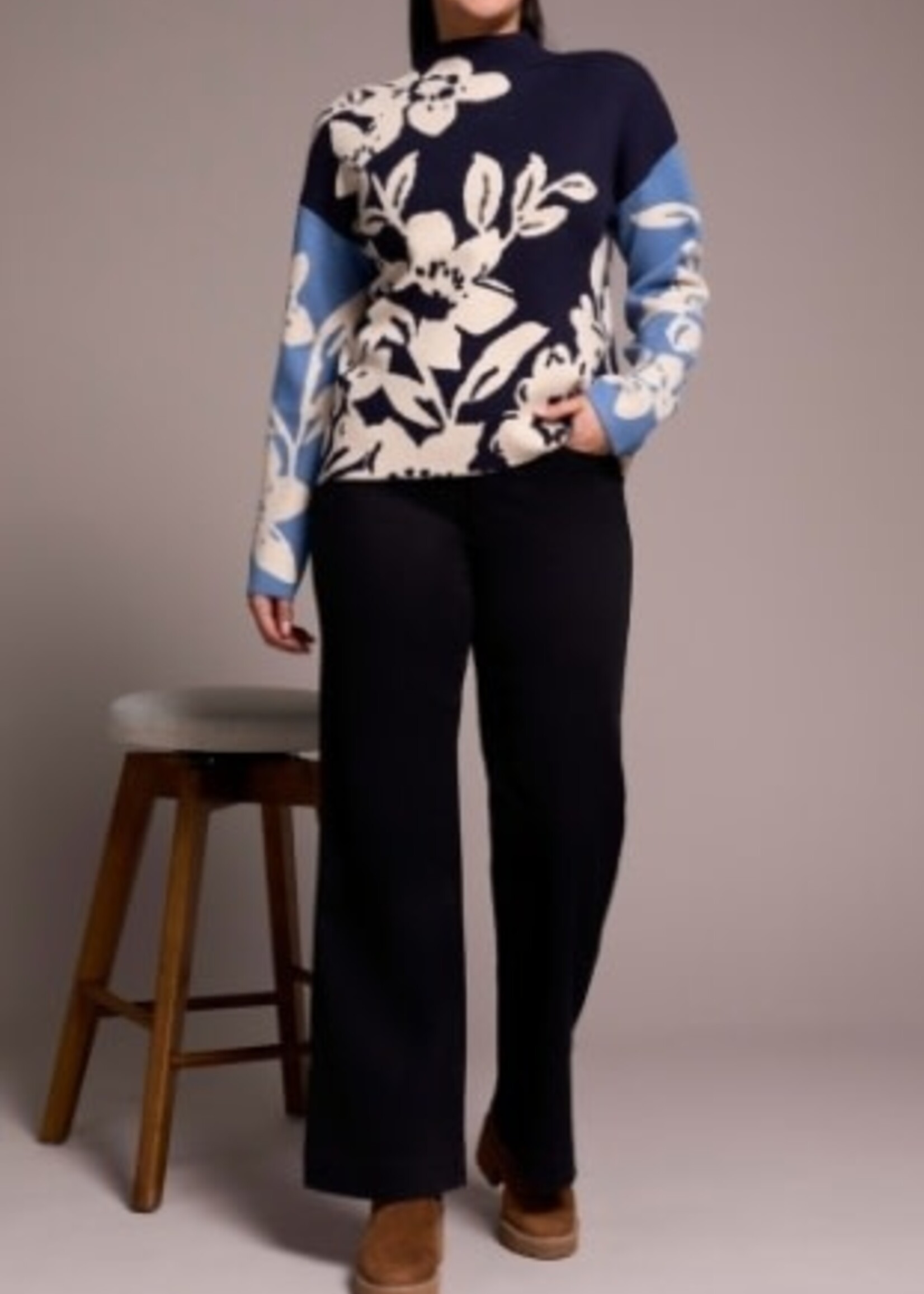 Tribal Jacquard Print Funnel Neck