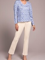 Tribal Print Side Slit V-neck Top