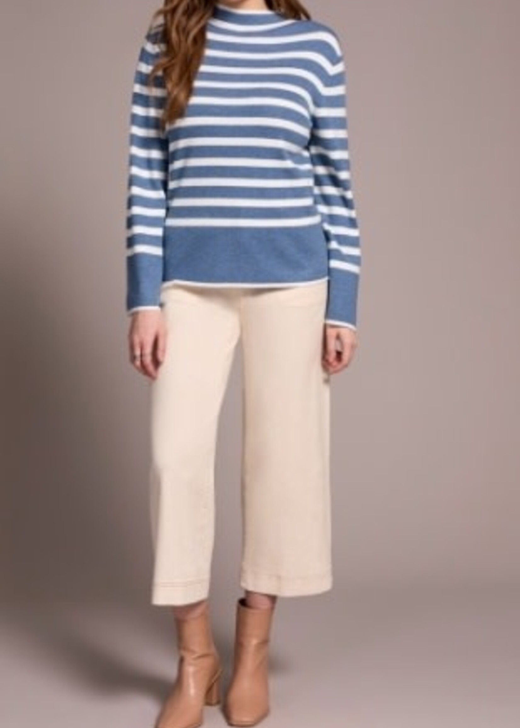 Tribal Stripe Mock Funnel Neck Sweater