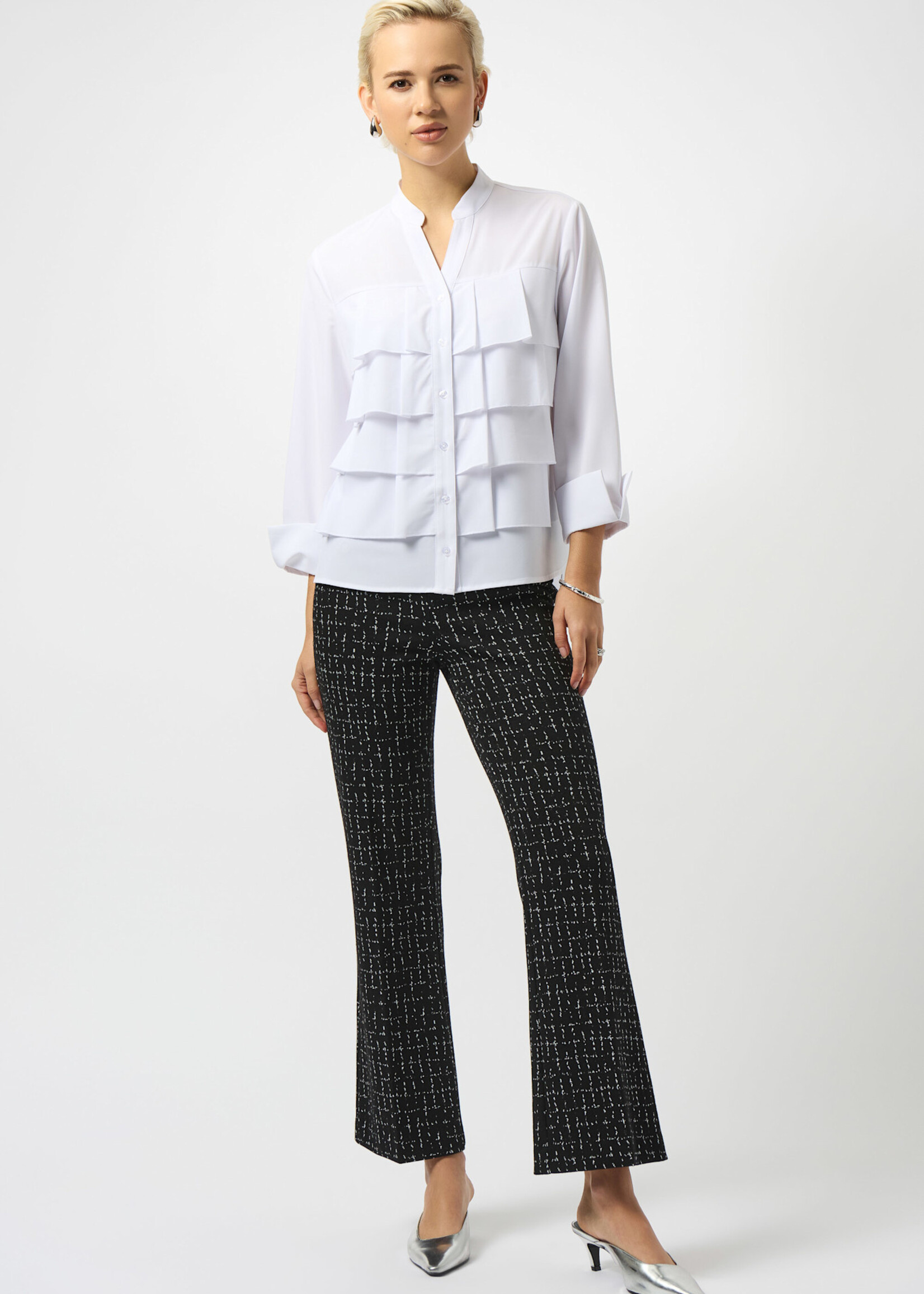 Joseph Ribkoff Ruffle Front Chic Button Blouse