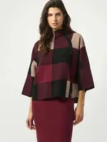 Joseph Ribkoff Plaid Jacquard Funnel Neck Sweater