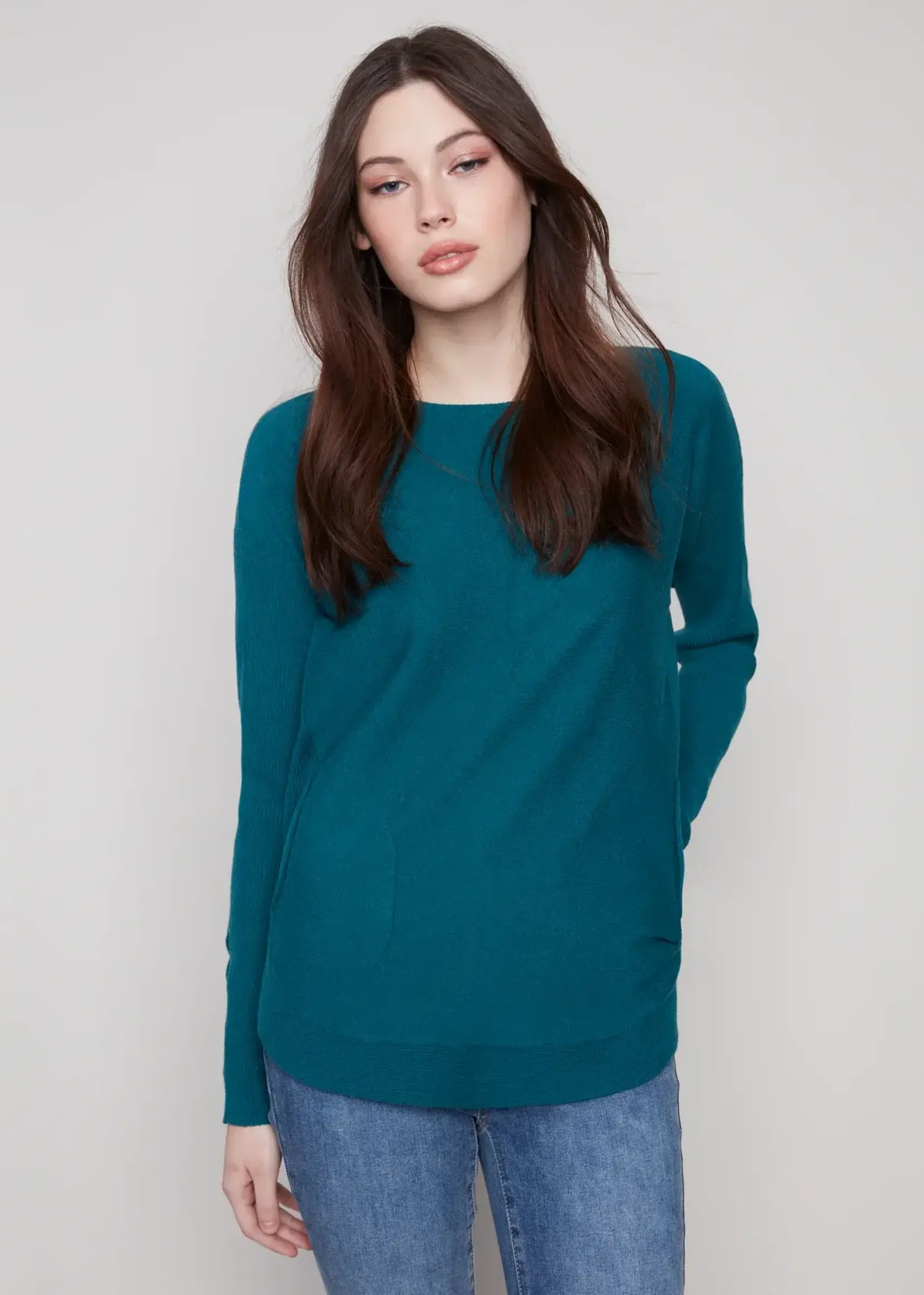 Charlie B Lace Up Cuff Pocket Sweater