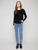 Charlie B Boat Neck Button Sleeve Detail