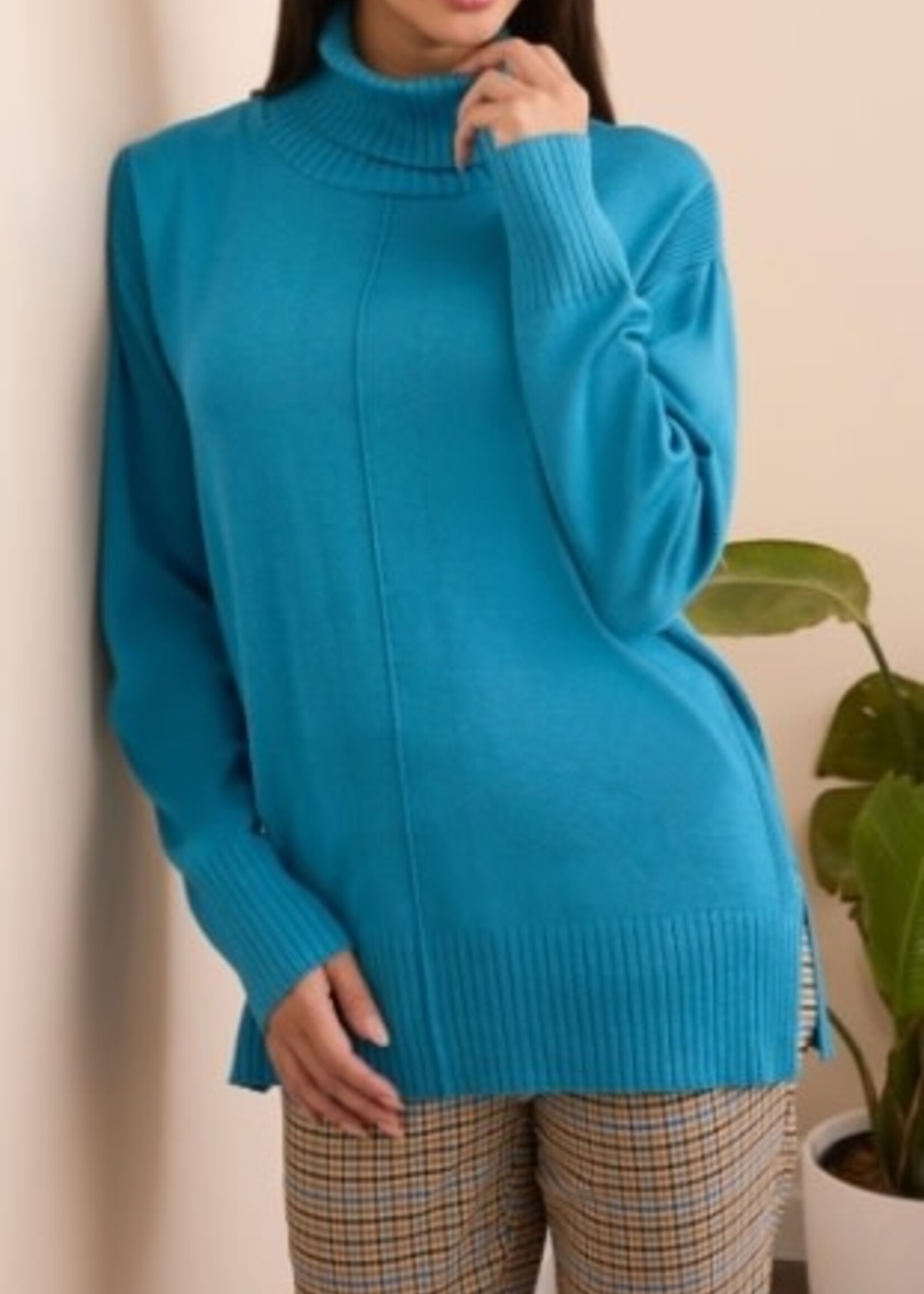 Tribal Textured Turtle Neck Sweater