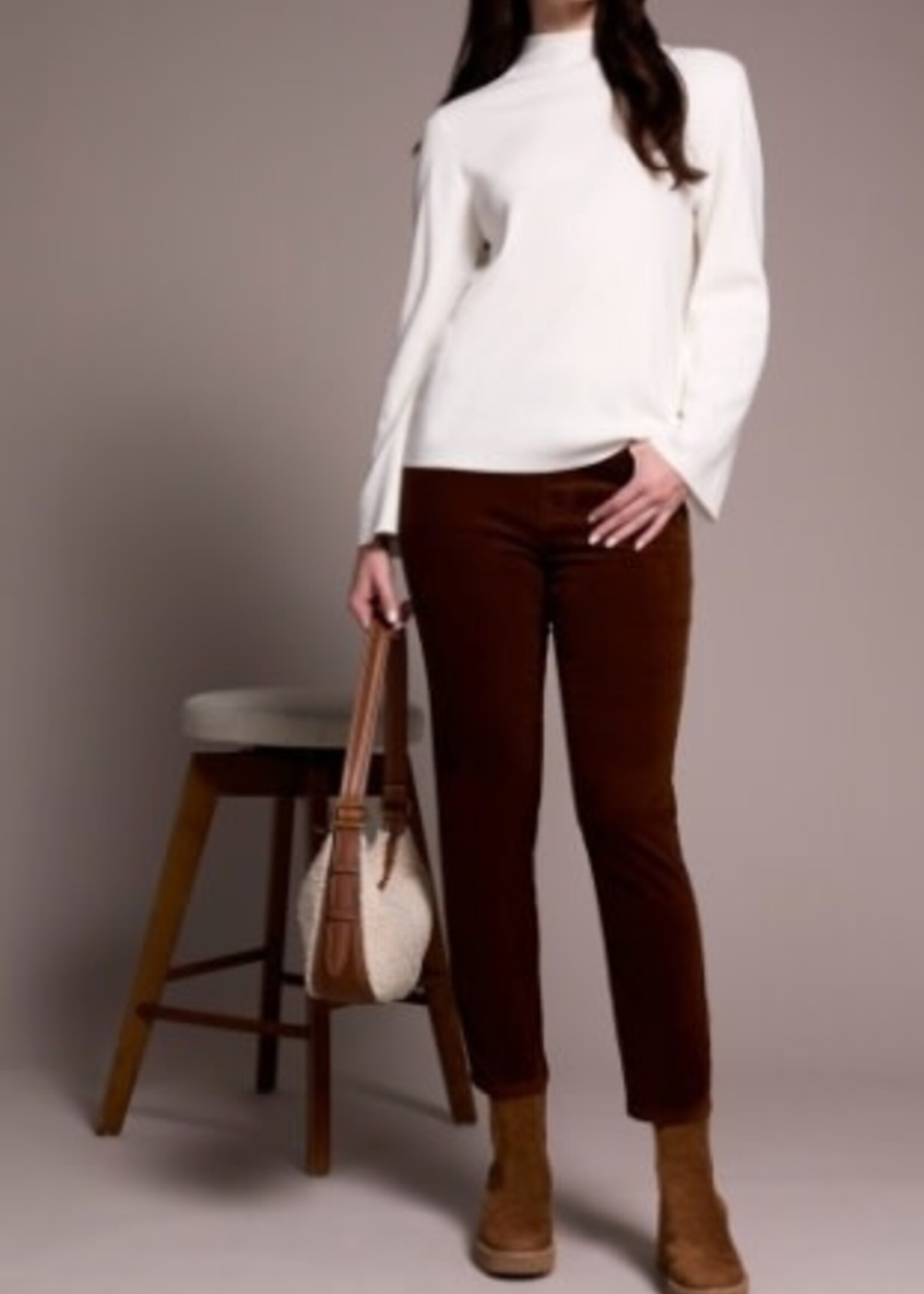 Tribal Wide Sleeve Funnel Neck Sweater