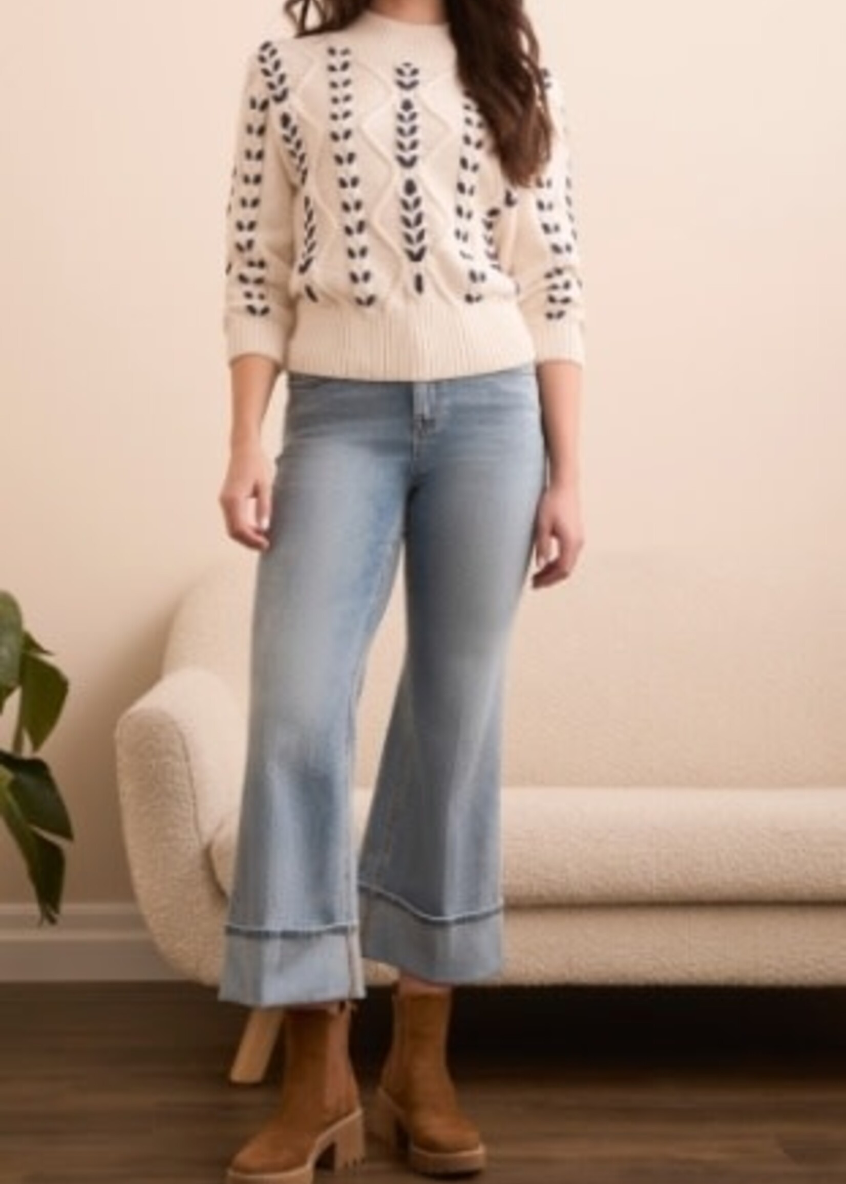 Cable Knit Mock Neck Top