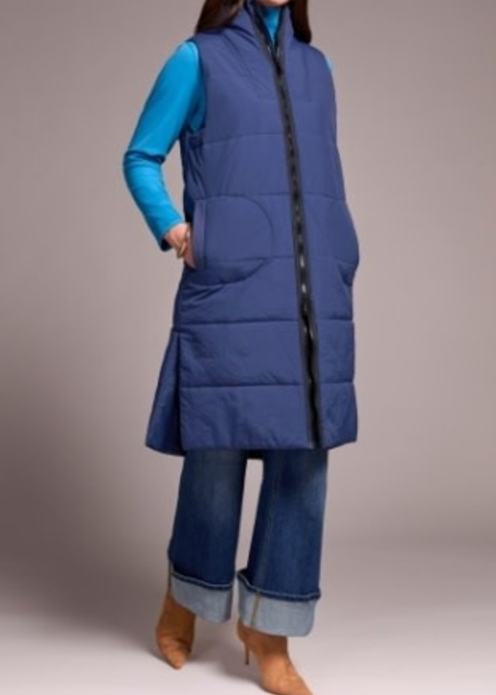 Tribal Zip Front Long Quilted Vest