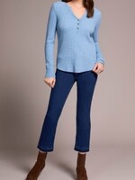 Tribal Waffle Henley Button  Top
