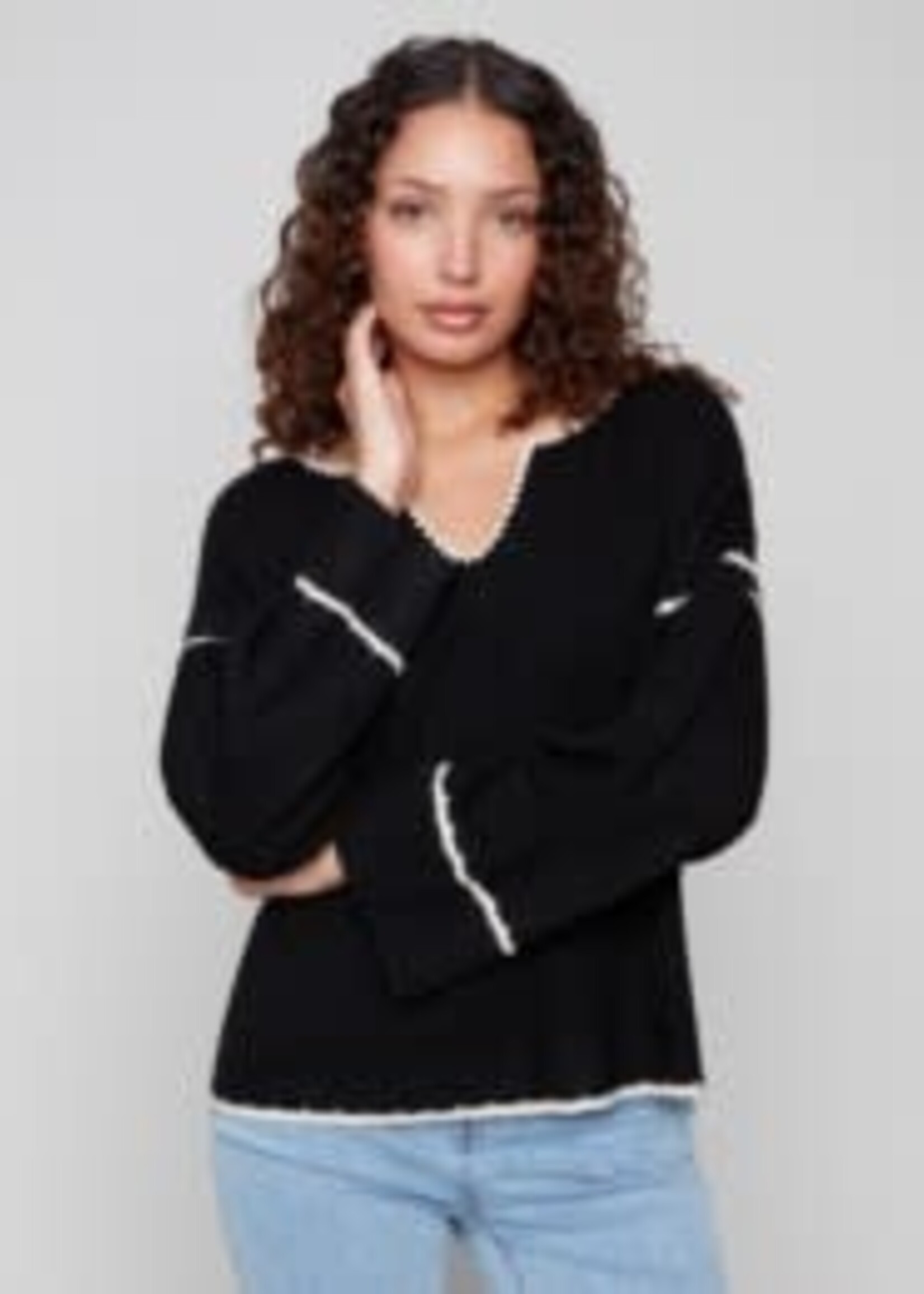 Charlie B Embroidered Ribbed Sweater