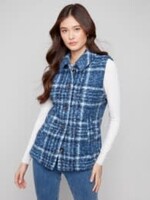 Charlie B Plaid Boucle Knit Vest Jacket
