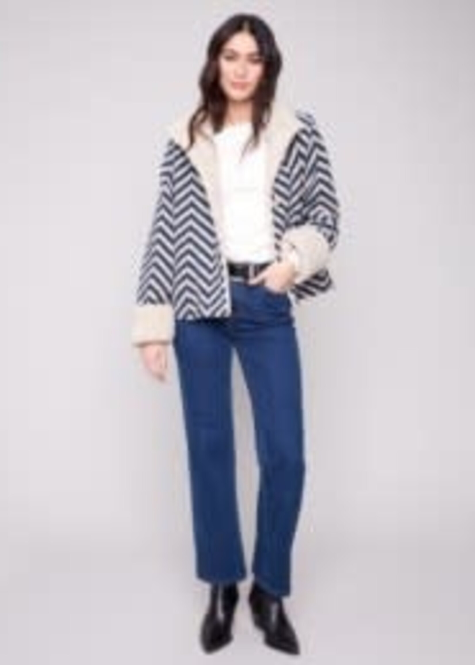 Charlie B Chevron Bouclé Short Jacket