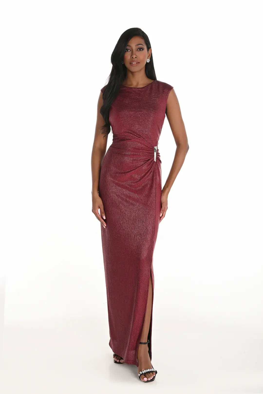 knee length dresses for ladies Frank Lyman Sheath Maxi Dress With Slit Style 179257 – DECABANA main image 0