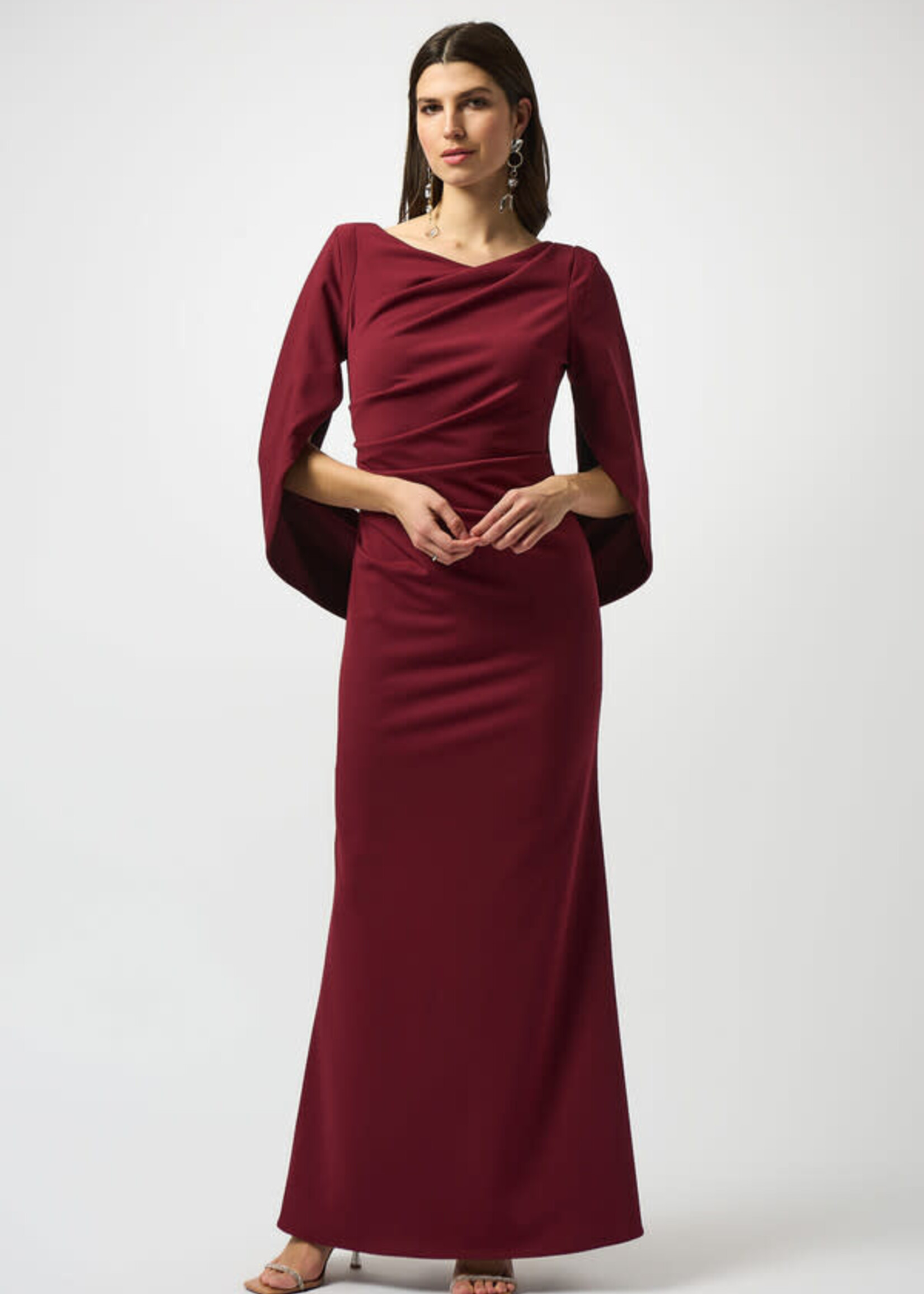 Joseph Ribkoff Cowl Sleeve Sheath Gown
