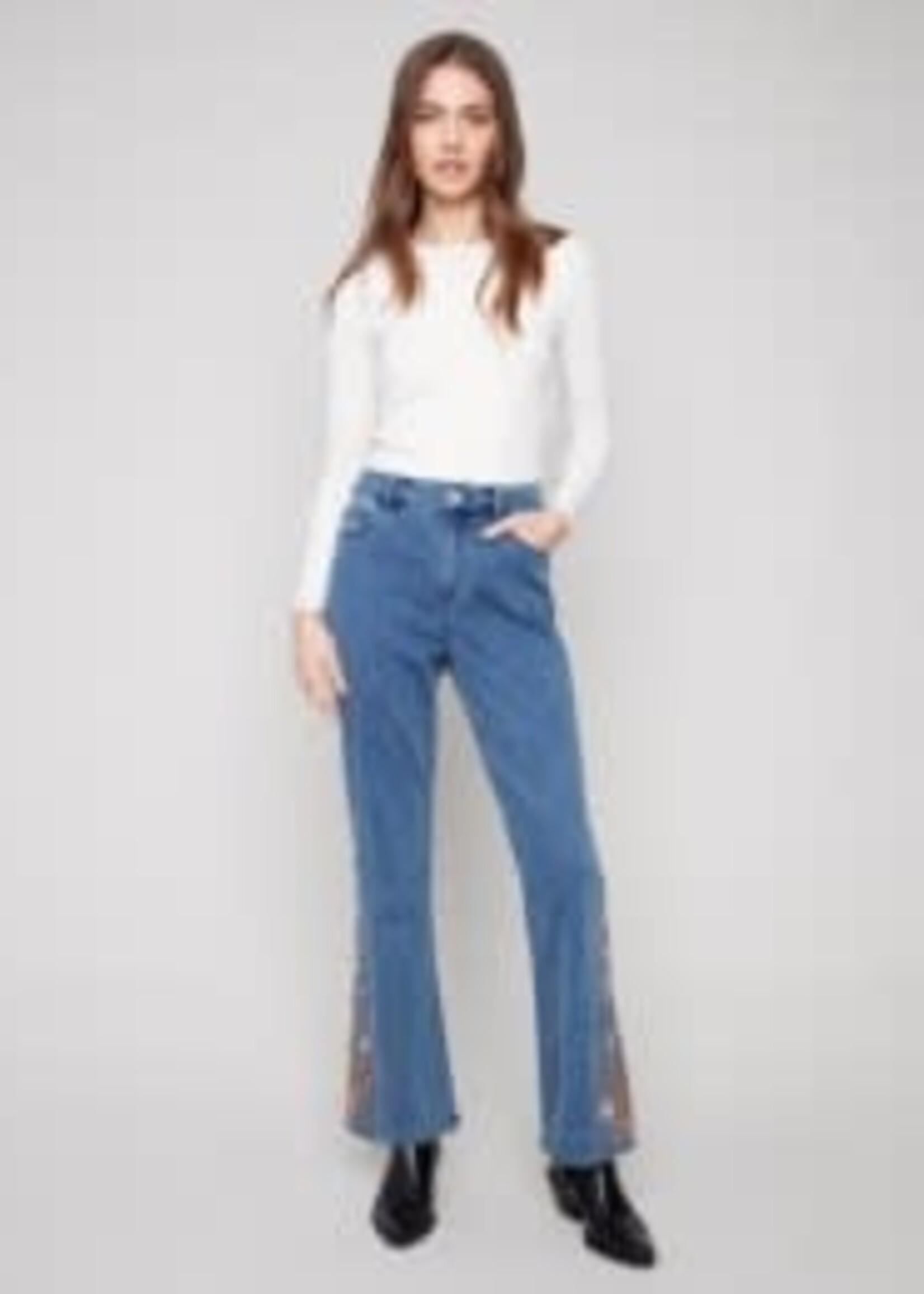 Charlie B Floral Embroidered Bootcut Jean