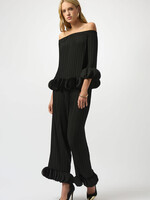 Joseph Ribkoff Off Shoulder Pleated Ruffle Top/ Pant 2pc
