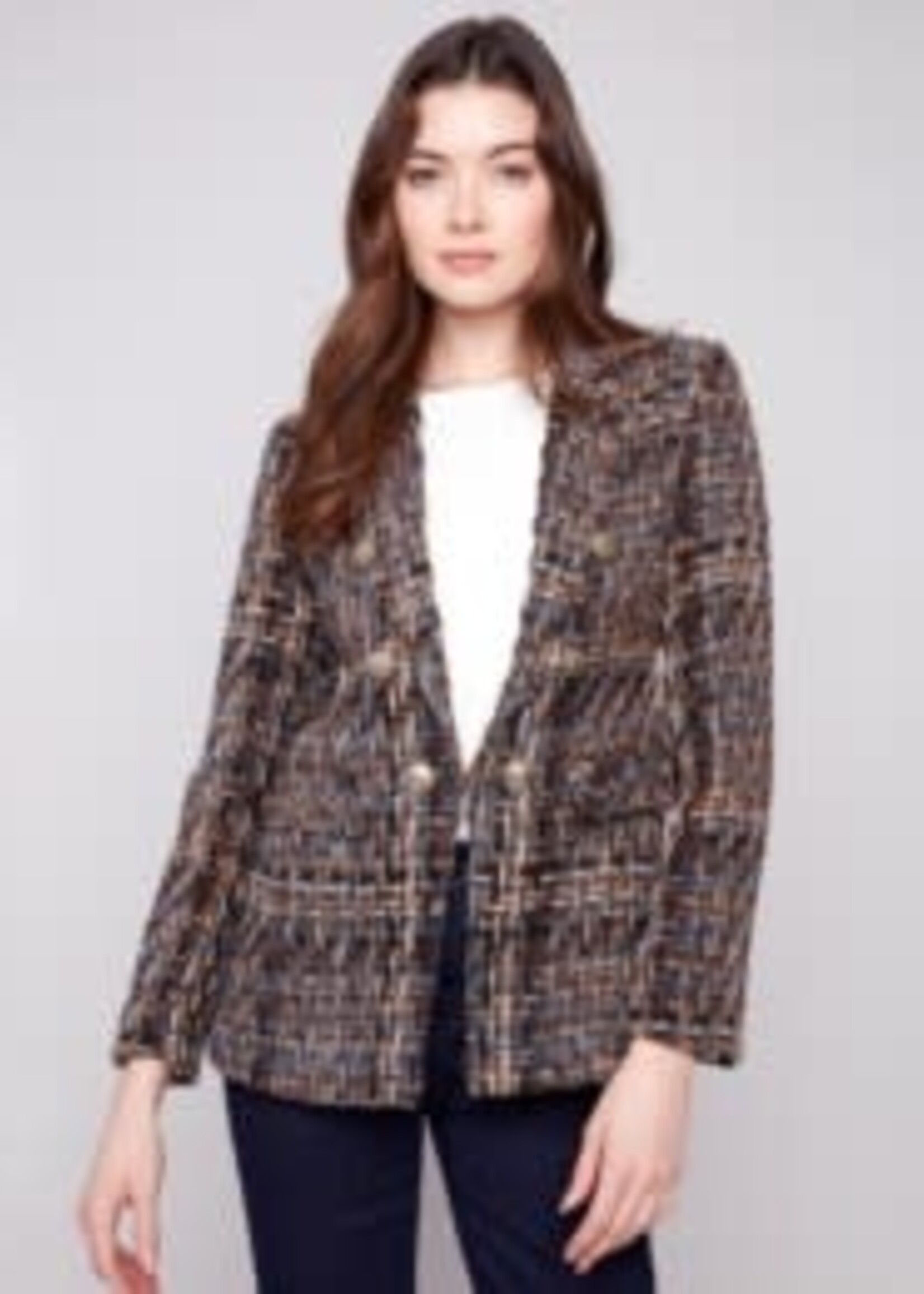 Charlie B Chevron Tweed Blazer