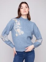 Charlie B Mock Neck Sweater with Sequin Detail
