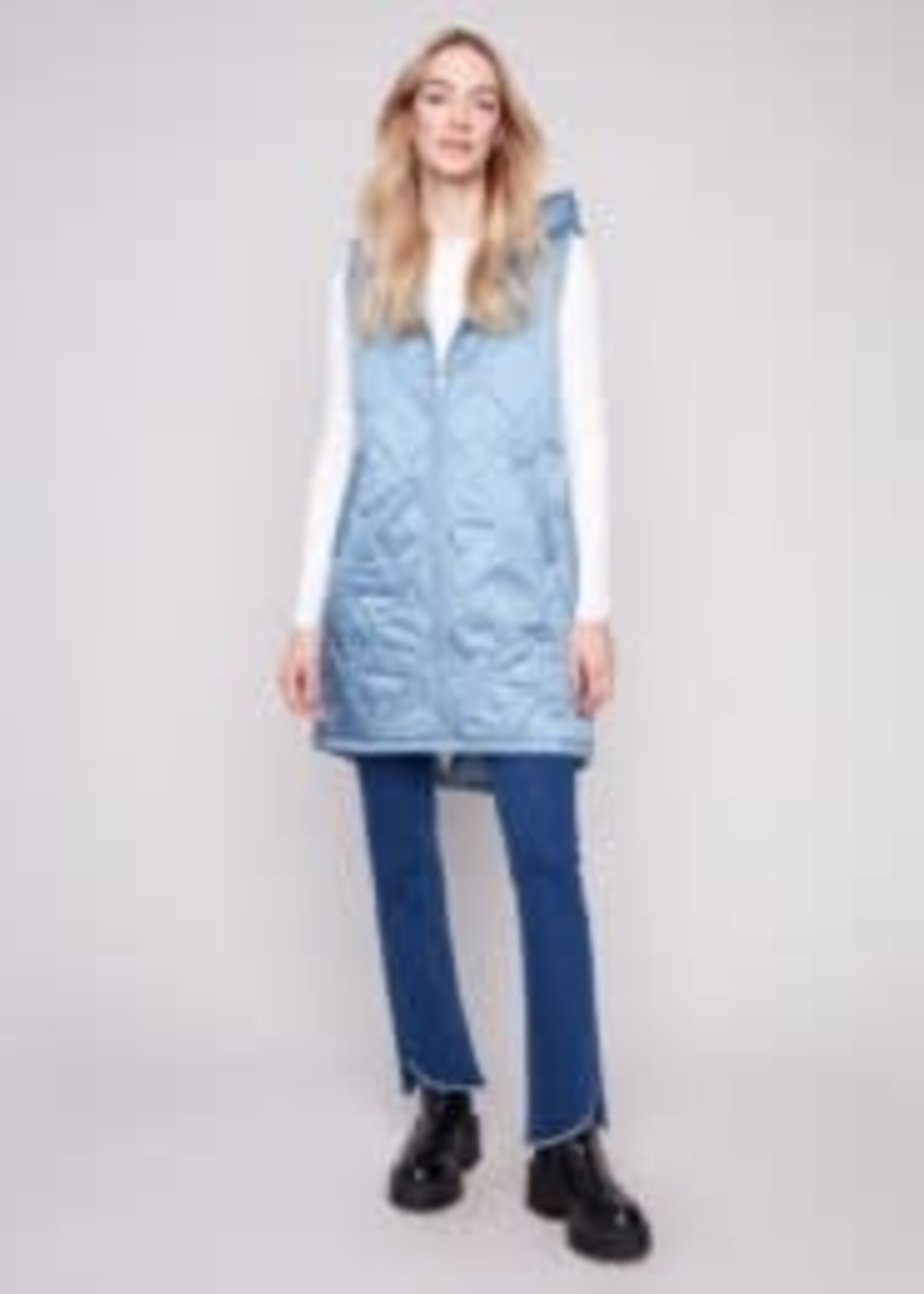 Charlie B Pearlized Long Hooded Vest