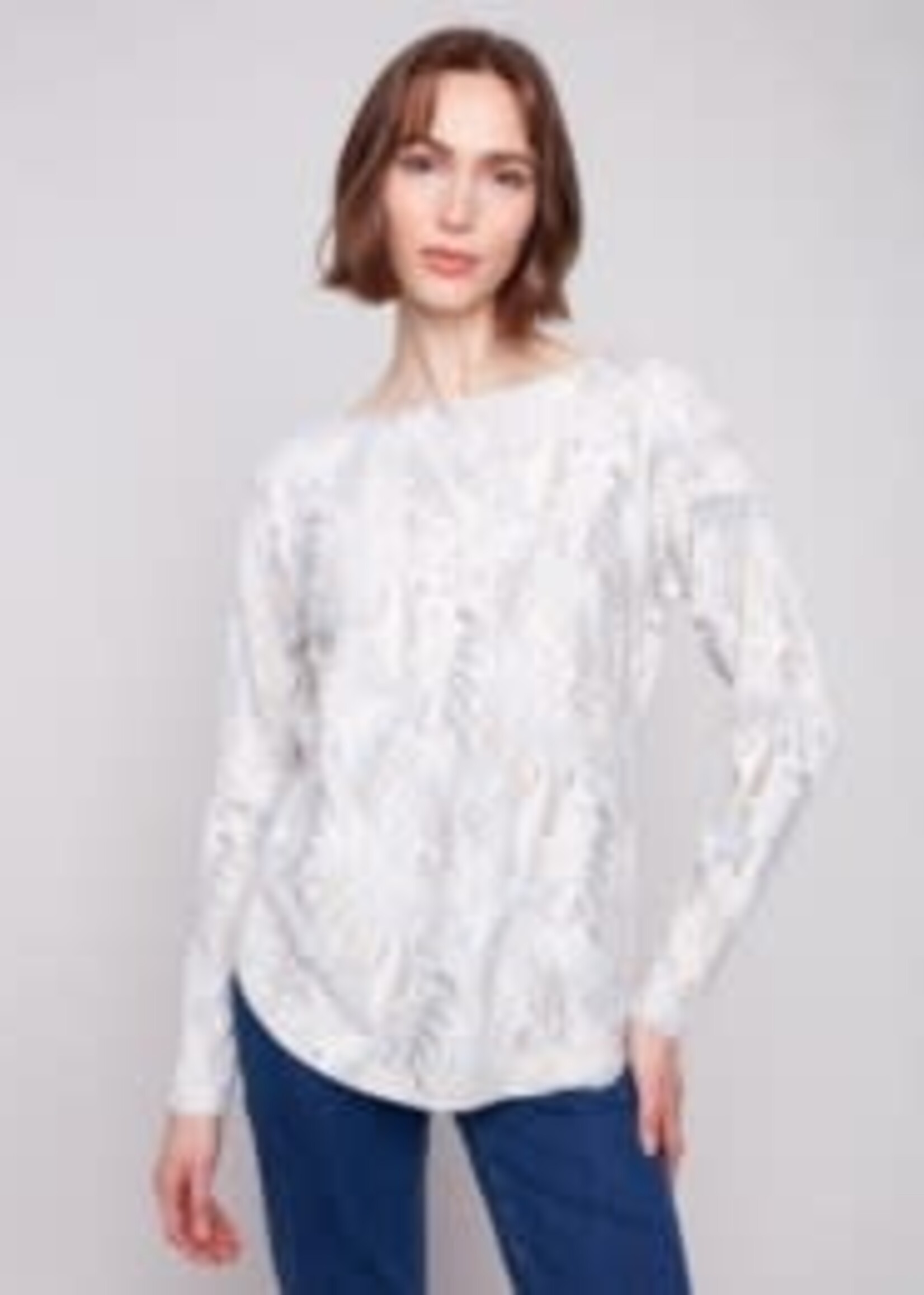 Charlie B Printed Rounded Hem Sweater