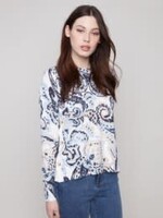 Charlie B Printed Sweater W/ Side Buttons
